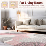 Ultra Soft Area Rug, Non Slip, Stain Resistant, Washable Area Rugs for Living Room, Bedroom, Elegant Muted Pink Geometric Motif(Pink)