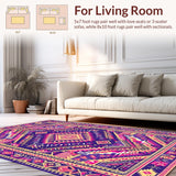 Ultra Soft Area Rug, Non Slip, Stain Resistant, Washable Area Rugs for Living Room, Bedroom, Dynamic Multicolor Geometric Textile(Purple)