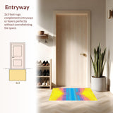 Ultra Soft Area Rug, Non Slip, Stain Resistant, Washable Area Rugs for Living Room, Bedroom, Contemporary Colorful Radiant Design(Yellow)