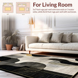 Ultra Soft Area Rug, Non Slip, Stain Resistant, Washable Area Rugs for Living Room, Bedroom, Elegant Textured Layered Motif(Gray)