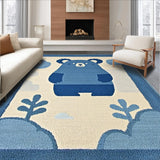Ultra Soft Area Rug, Non Slip, Stain Resistant, Washable Area Rugs for Living Room, Bedroom, Playful Teddy Bear Illustration(Blue)