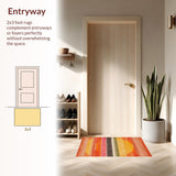 Ultra Soft Area Rug, Non Slip, Stain Resistant, Washable Area Rugs for Living Room, Bedroom, Whimsical Pastel Geometric Arrangement(Orange)