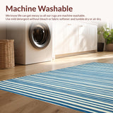 Ultra Soft Area Rug, Non Slip, Stain Resistant, Washable Area Rugs for Living Room, Bedroom, Stylish Modern Coastal Lines(Blue)