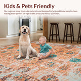 Ultra Soft Area Rug, Non Slip, Stain Resistant, Washable Area Rugs for Living Room, Bedroom, Warm Toned Abstract Pattern(Orange)