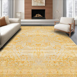 Ultra Soft Area Rug, Non Slip, Stain Resistant, Washable Area Rugs for Living Room, Bedroom, Vintage Farmhouse Area Woven Design(Yellow)