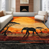 Ultra Soft Area Rug, Non Slip, Stain Resistant, Washable Area Rugs for Living Room, Bedroom, Bold Orange and Brown Palette(Orange)