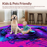 Ultra Soft Area Rug, Non Slip, Stain Resistant, Washable Area Rugs for Living Room, Bedroom, Lively Ethereal Wolf Composition(Purple)
