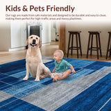 Ultra Soft Area Rug, Non Slip, Stain Resistant, Washable Area Rugs for Living Room, Bedroom, Chic Blue Tiled Pattern Aesthetic(Blue)