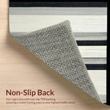 Ultra Soft Area Rug, Non Slip, Stain Resistant, Washable Area Rugs for Living Room, Bedroom, Coastal Stripe Corridor Rug: Textured Black and White Pattern(Gray)