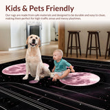 Ultra Soft Area Rug, Non Slip, Stain Resistant, Washable Area Rugs for Living Room, Bedroom, Starry Sky Vibrant Botanical Motif(Pink)
