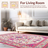 Ultra Soft Area Rug, Non Slip, Stain Resistant, Washable Area Rugs for Living Room, Bedroom, Soft Ivory Tiled Textures(Pink)
