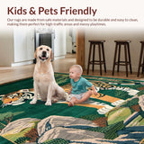 Ultra Soft Area Rug, Non Slip, Stain Resistant, Washable Area Rugs for Living Room, Bedroom, Artistic Tribal Design Element(Green)