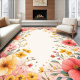 Ultra Soft Area Rug, Non Slip, Stain Resistant, Washable Area Rugs for Living Room, Bedroom, Dreamy Soft Hued Botanical Style(Pink)