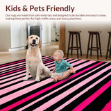 Ultra Soft Area Rug, Non Slip, Stain Resistant, Washable Area Rugs for Living Room, Bedroom, Lively Zebra-Inspired Color Fusion(Pink)