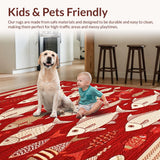 Ultra Soft Area Rug, Non Slip, Stain Resistant, Washable Area Rugs for Living Room, Bedroom, Rustic Nautical Charm Pattern(Red)