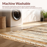 Ultra Soft Area Rug, Non Slip, Stain Resistant, Washable Area Rugs for Living Room, Bedroom, Earthy Geometric Lattice Aesthetic(Beige)