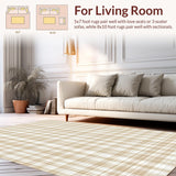 Beige Plaid Checkered Area for Hallways and Entryways(Beige)