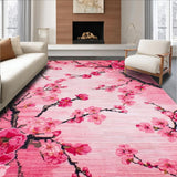Ultra Soft Area Rug, Non Slip, Stain Resistant, Washable Area Rugs for Living Room, Bedroom, Graceful Cherry Petal Motif(Pink)