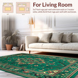 Ultra Soft Area Rug, Non Slip, Stain Resistant, Washable Area Rugs for Living Room, Bedroom, Rustic Warm Toned Tribal Motif(Green)