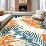 Ultra Soft Area Rug, Non Slip, Stain Resistant, Washable Area Rugs for Living Room, Bedroom, Playful Floral Tropics Palette(Orange)