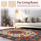 Ultra Soft Area Rug, Non Slip, Stain Resistant, Washable Area Rugs for Living Room, Bedroom, Contemporary Round Art Design(White)
