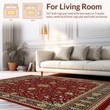 Ultra Soft Area Rug, Non Slip, Stain Resistant, Washable Area Rugs for Living Room, Bedroom, Abstract Paisley Area for(Red)