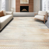Ultra Soft Area Rug, Non Slip, Stain Resistant, Washable Area Rugs for Living Room, Bedroom, Eco Spiral Weave Area with Vintage Rustic Rings and Subtle Boho Elements(Beige)