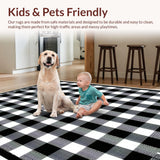 Ultra Soft Area Rug, Non Slip, Stain Resistant, Washable Area Rugs for Living Room, Bedroom, Classic Checkered Black and White Nursery Rug(Black)
