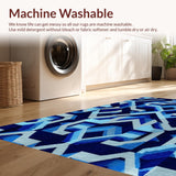 Ultra Soft Area Rug, Non Slip, Stain Resistant, Washable Area Rugs for Living Room, Bedroom, Modern Deep Royal Geometric Living Room Rug(Blue)