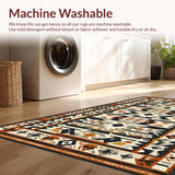 Ultra Soft Area Rug, Non Slip, Stain Resistant, Washable Area Rugs for Living Room, Bedroom, Striking Tribal Geometric Visual Appeal(Brown)