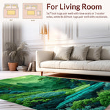 Ultra Soft Area Rug, Non Slip, Stain Resistant, Washable Area Rugs for Living Room, Bedroom, Vibrant Nature-Inspired Shag Elements(Green)