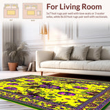 Ultra Soft Area Rug, Non Slip, Stain Resistant, Washable Area Rugs for Living Room, Bedroom, Colorful Jazz-Inspired Pattern(Yellow)