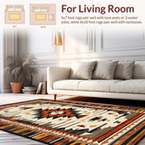 Ultra Soft Area Rug, Non Slip, Stain Resistant, Washable Area Rugs for Living Room, Bedroom, Cultural Vibrant Tribal Motif(Orange)