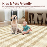 Ultra Soft Area Rug, Non Slip, Stain Resistant, Washable Area Rugs for Living Room, Bedroom, Elegant Neutral Checkered Aesthetic(Beige)