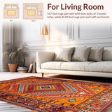 Ultra Soft Area Rug, Non Slip, Stain Resistant, Washable Area Rugs for Living Room, Bedroom, Rustic Colorful Chindi Weave(Red)