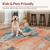 Ultra Soft Area Rug, Non Slip, Stain Resistant, Washable Area Rugs for Living Room, Bedroom, Artistic Vintage Ethnic Motif(Orange)