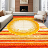 Ultra Soft Area Rug, Non Slip, Stain Resistant, Washable Area Rugs for Living Room, Bedroom, Bold Colorful Sunray Style(Orange)