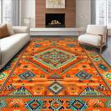 Ultra Soft Area Rug, Non Slip, Stain Resistant, Washable Area Rugs for Living Room, Bedroom, Artistic Bright Mosaic Arrangement(Orange)