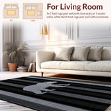 Ultra Soft Area Rug, Non Slip, Stain Resistant, Washable Area Rugs for Living Room, Bedroom, Luxurious Black Animal Motif(Black)