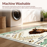 Ultra Soft Area Rug, Non Slip, Stain Resistant, Washable Area Rugs for Living Room, Bedroom, Warm Toned Festive Motif(Brown)