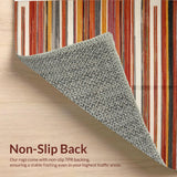 Ultra Soft Area Rug, Non Slip, Stain Resistant, Washable Area Rugs for Living Room, Bedroom, Rustic Earthy Striped Motif(Red)