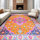 Ultra Soft Area Rug, Non Slip, Stain Resistant, Washable Area Rugs for Living Room, Bedroom, Contemporary Lattice Pattern Charm(Orange)