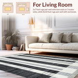 Ultra Soft Area Rug, Non Slip, Stain Resistant, Washable Area Rugs for Living Room, Bedroom, Black White Stripe Floor Rug(Gray)