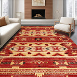 Ultra Soft Area Rug, Non Slip, Stain Resistant, Washable Area Rugs for Living Room, Bedroom, Dynamic Crimson and Brown Weave(Red)