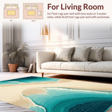 Beige Teal Beach Theme Coastal Ocean Indoor Deck(Beige)