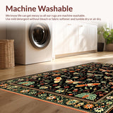Ultra Soft Area Rug, Non Slip, Stain Resistant, Washable Area Rugs for Living Room, Bedroom, Elegant Floral Insect Fusion(Black)