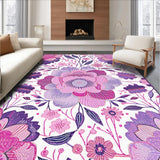Ultra Soft Area Rug, Non Slip, Stain Resistant, Washable Area Rugs for Living Room, Bedroom, Rustic Multi-Tone Floral Fusion(Purple)