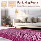 Ultra Soft Area Rug, Non Slip, Stain Resistant, Washable Area Rugs for Living Room, Bedroom, Vibrant Pink Leopard Print Girls Bedroom Rug(Pink)