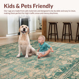 Ultra Soft Area Rug, Non Slip, Stain Resistant, Washable Area Rugs for Living Room, Bedroom, Rustic Geometric Soft Textures(Green)