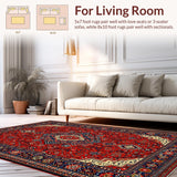 Ultra Soft Area Rug, Non Slip, Stain Resistant, Washable Area Rugs for Living Room, Bedroom, Traditional Red Dining Room Washable Area Rug(Red)